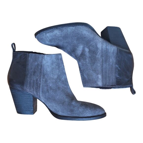 Nine West Fiffi Chelsea Ankle Boots Gray Size 10M Round Toe Block Heel Leather - Picture 4 of 12